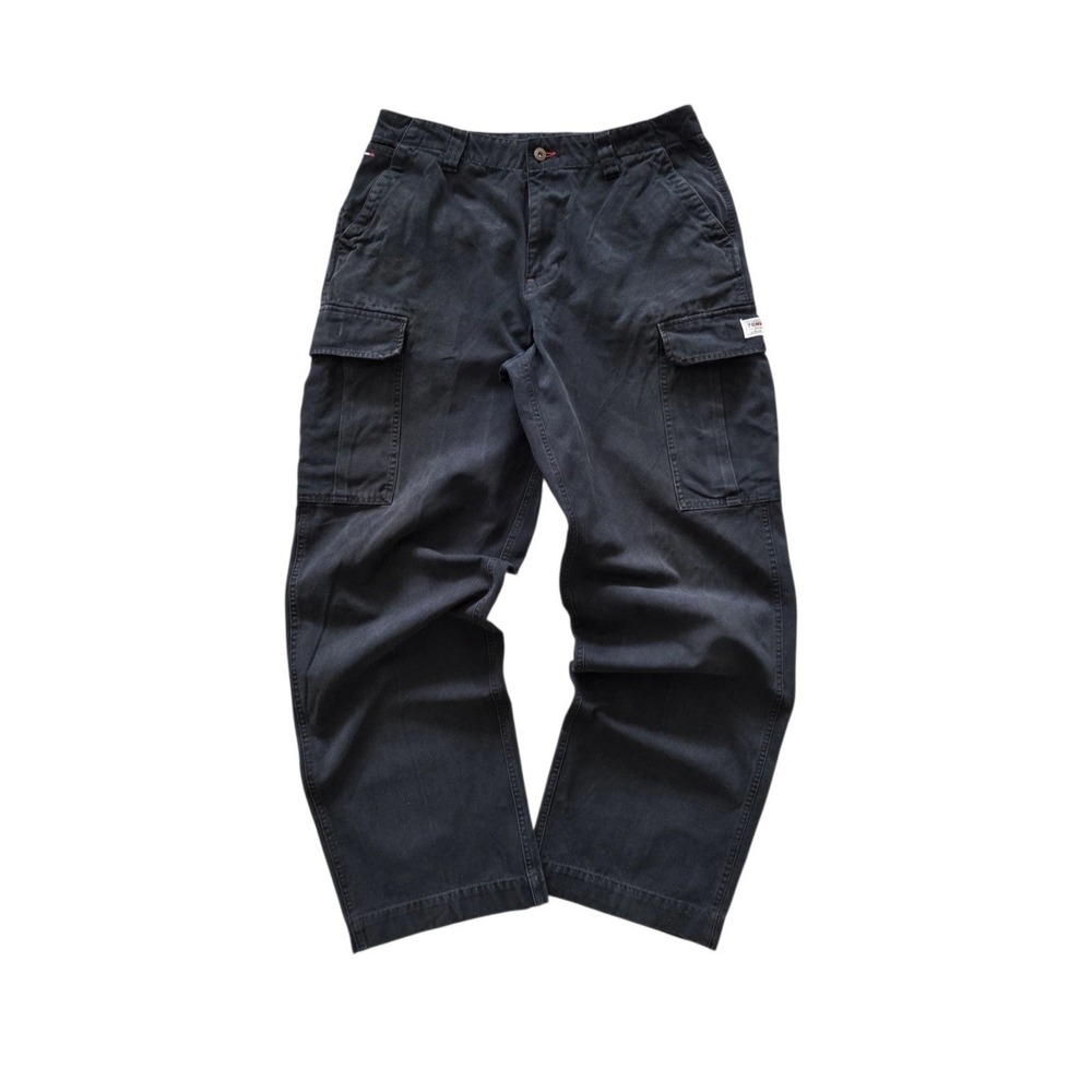 Vintage 2003 Tommy Jeans Cargo Pants Mens 34x34 Black Y2K Baggy Utility Hip-hop